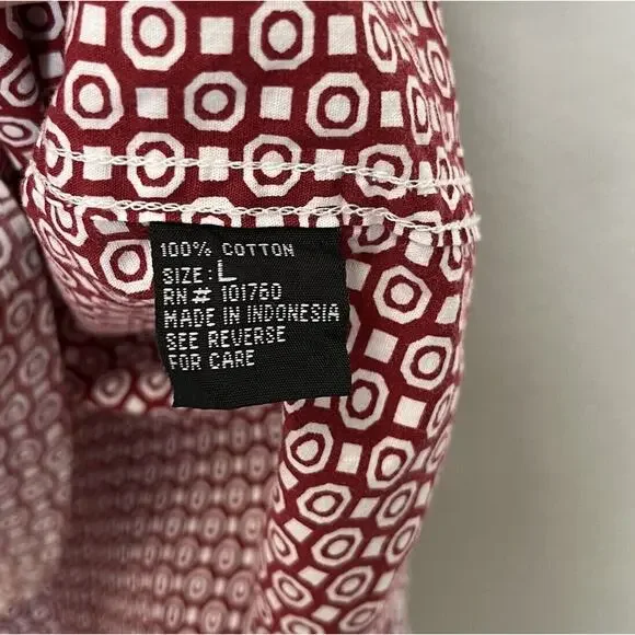 Markham | Red Geometric Print Short Sleeve Button Shirt Men’s Large - Picture 4 of 5